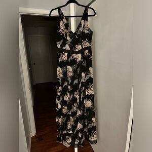 BCBGeneration Womens Gown Maxi Fall Dress Chiffon Ruffle Floral  Maxi S 4